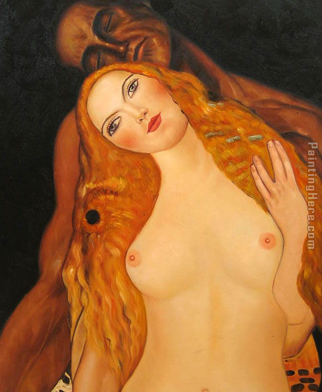 Adam and Eve painting - Gustav Klimt Adam and Eve art painting